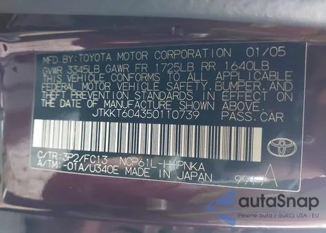 2005 Scion Xa from USA, damaged, VIN JTKKT604350110739